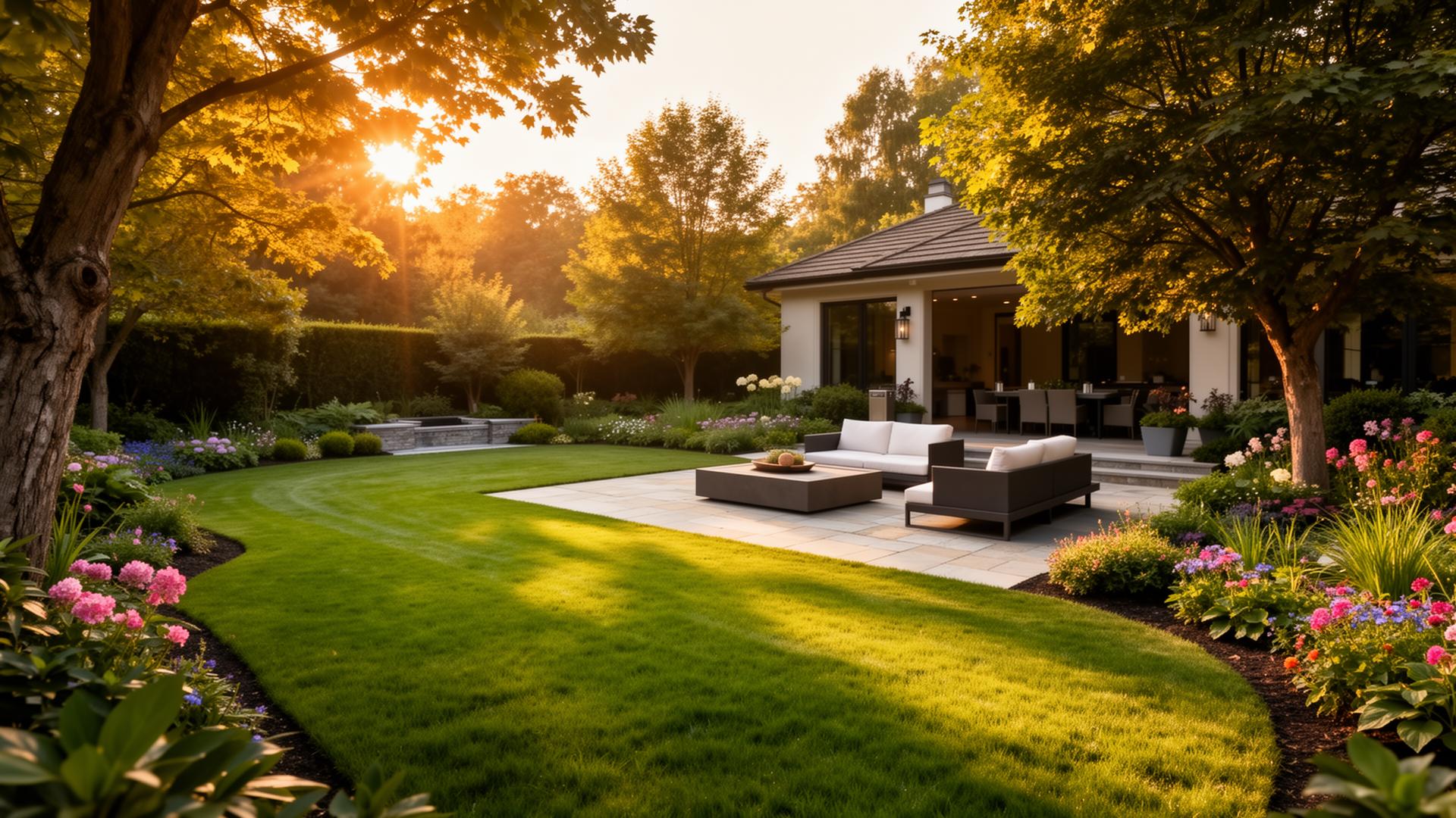 Lush sunset garden